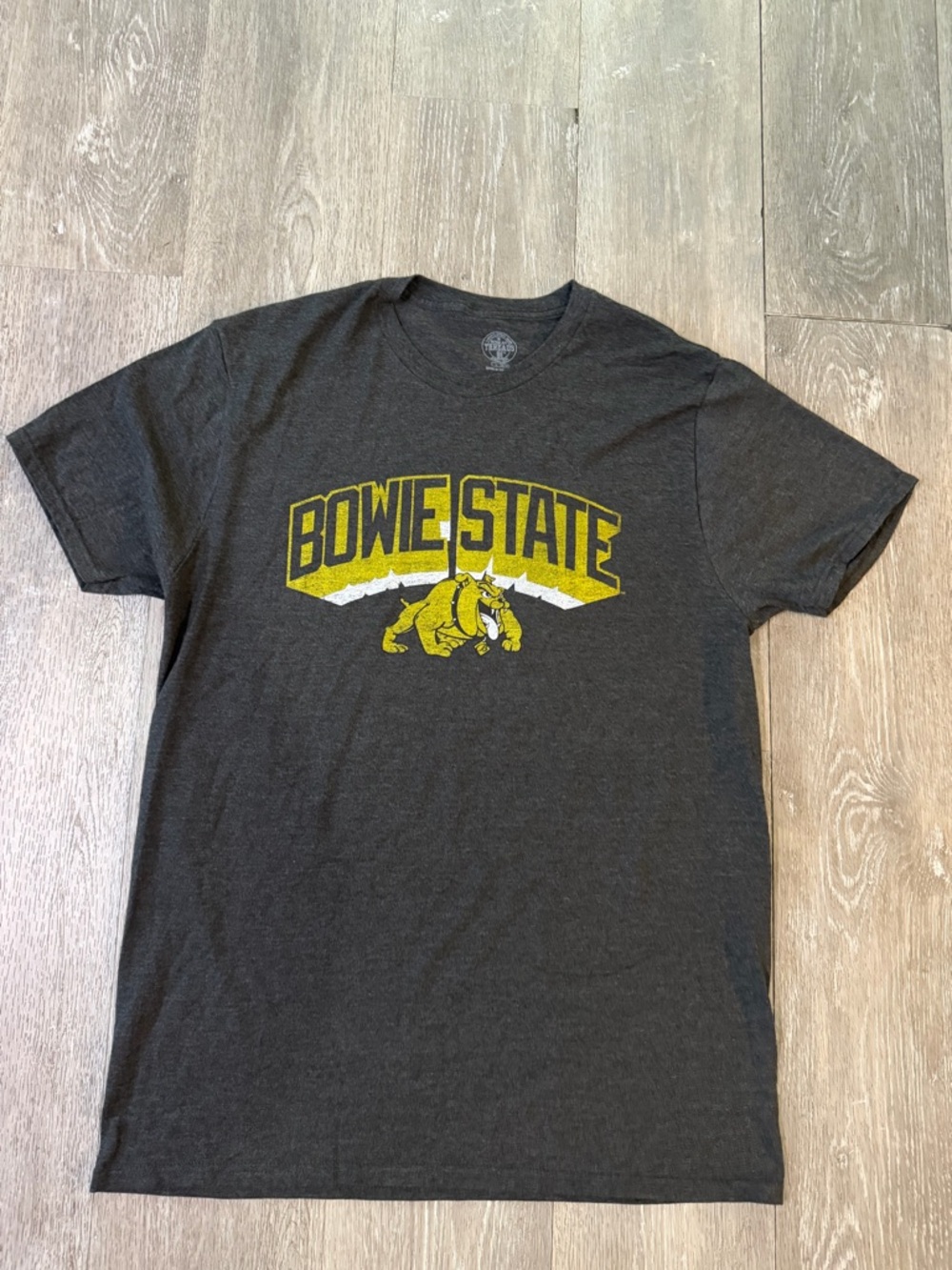 Rivalry Threads Charcoal Gray Bowie State Short Sleeve Tee with Yellow Graphic